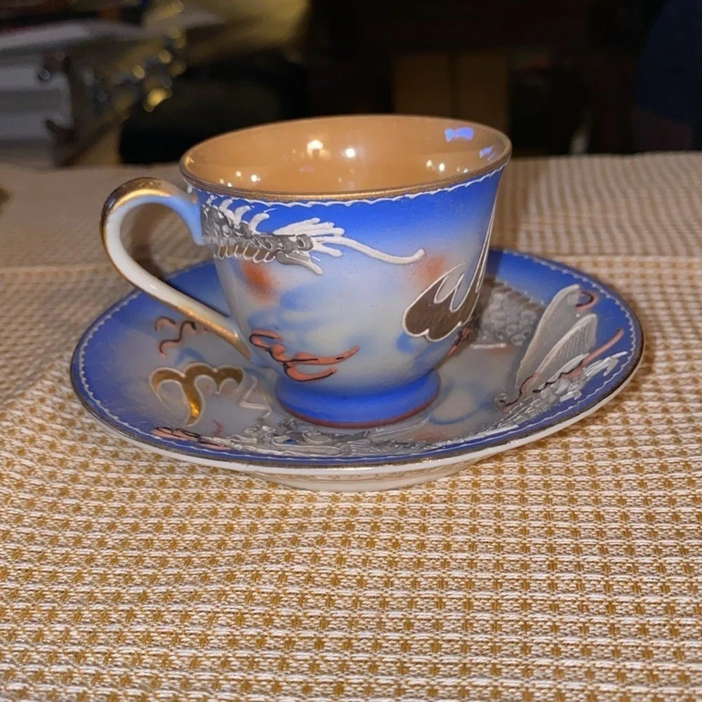Vintage Hand Painted Japan Dragonware teacup and saucer